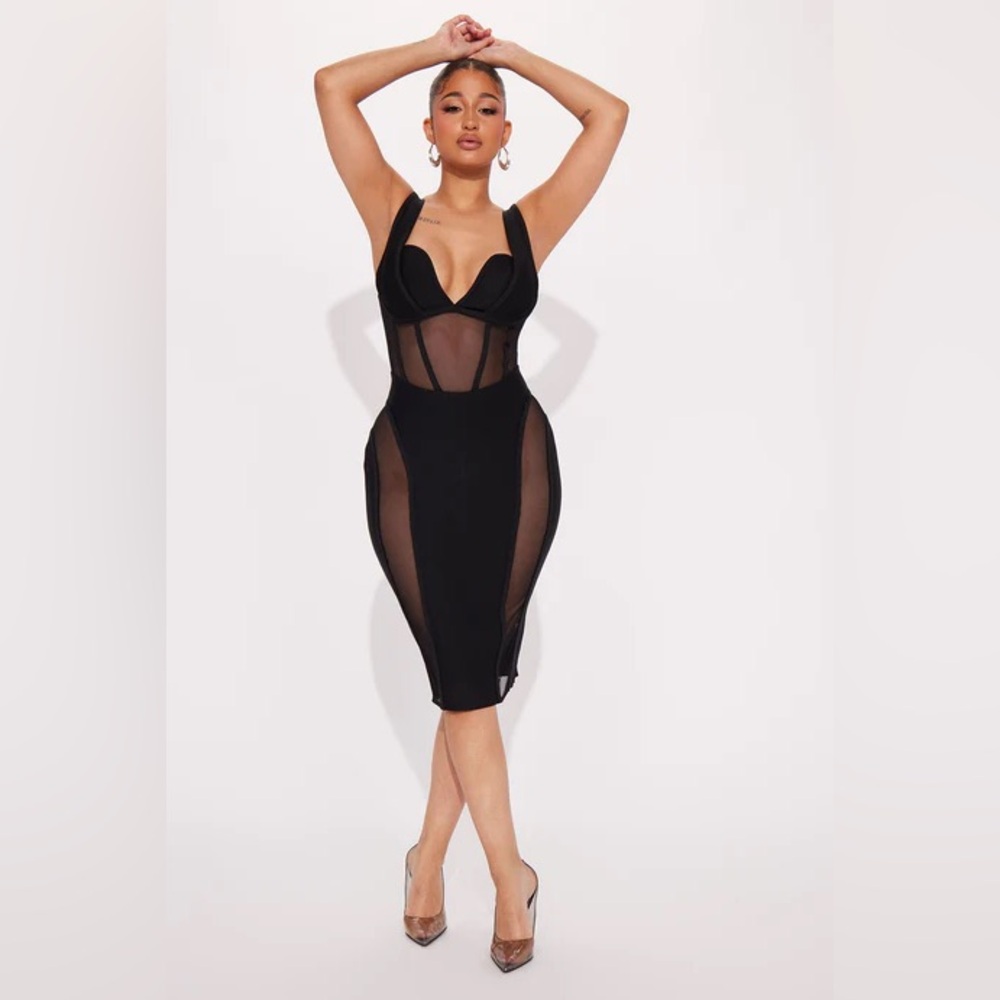 Fashion Nova Black Mesh Dress